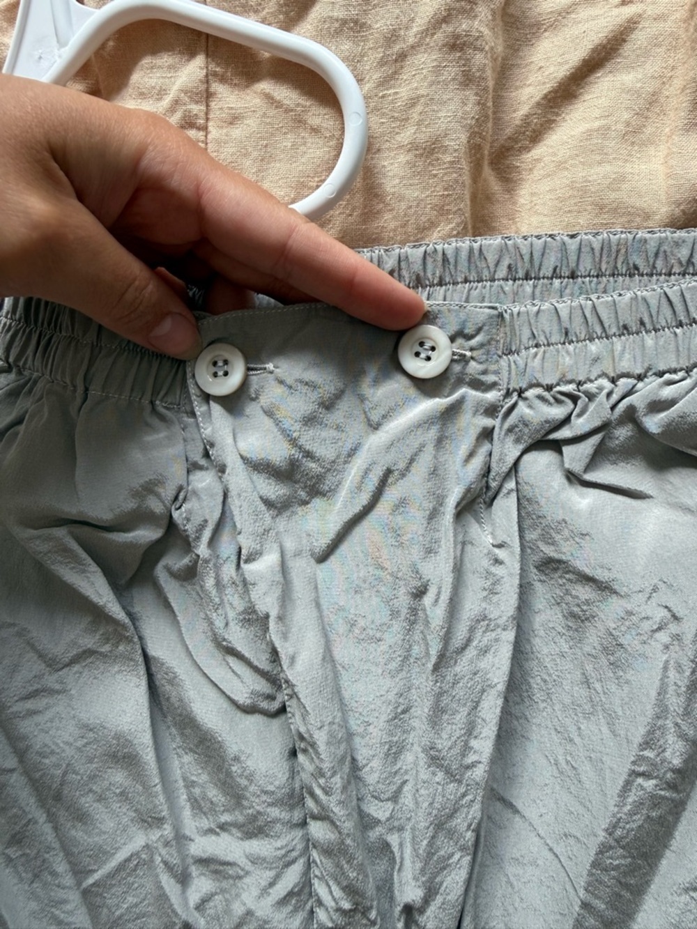 Vintage Light Gray Women Elastic-Waist Trouser - Picture 3 of 6